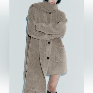 Zara short knit coat with scarf